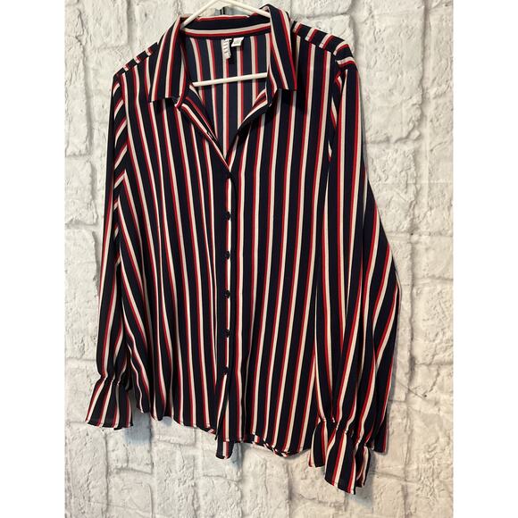 ELLE Stripe Button Shirt XXL - Picture 2 of 6